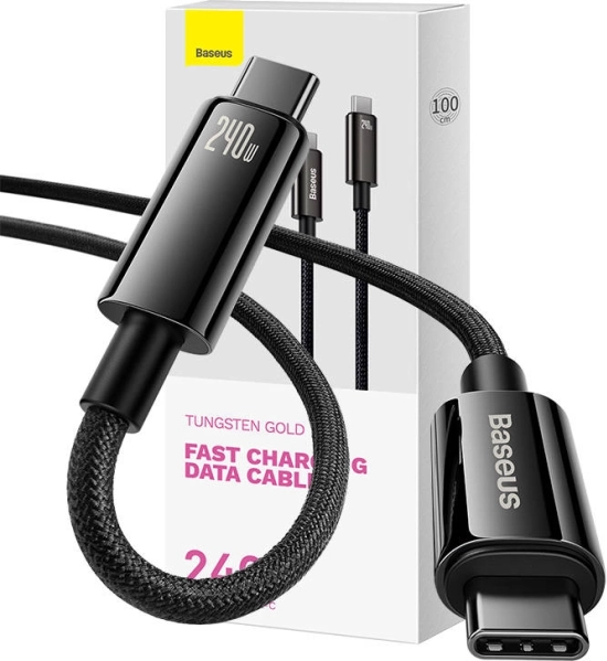 Kabel USB‑C na USB‑C BASEUS Tungsten Gold 240 W, 1 m, černý
