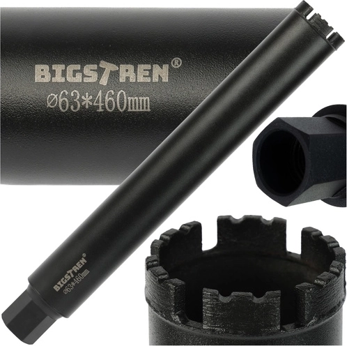 Diamantová jádrová korunka 63 × 450 mm BIGSTREN, závit 1-1/4" UNC pro beton a kámen