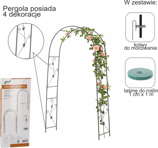 Zahradní pergola s kotvami 114 × 37 × 230 cm