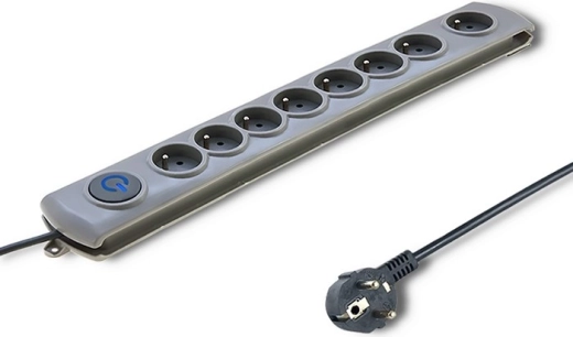 Přepěťová prodlužovací zásuvka Quick Switch, 8 zásuvek, 1,8 m, šedá