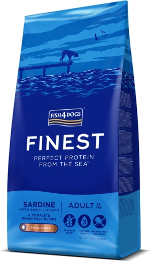 Fish4dogs finest malé granule pro dospělé psy – sardinka a sladké brambory 6 kg