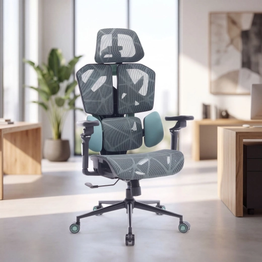 TitanMesh Pro ergonomická kancelářská otočná židle s bočními polštáři, mátová