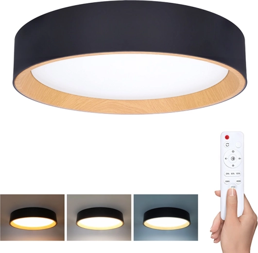 Solight LED stropní a nástěnné svítidlo Larios Black s dálkovým ovládáním