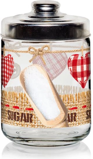 Skleněná dóza s víčkem Cerve Valentina 800 ml na cukr se srdcem
