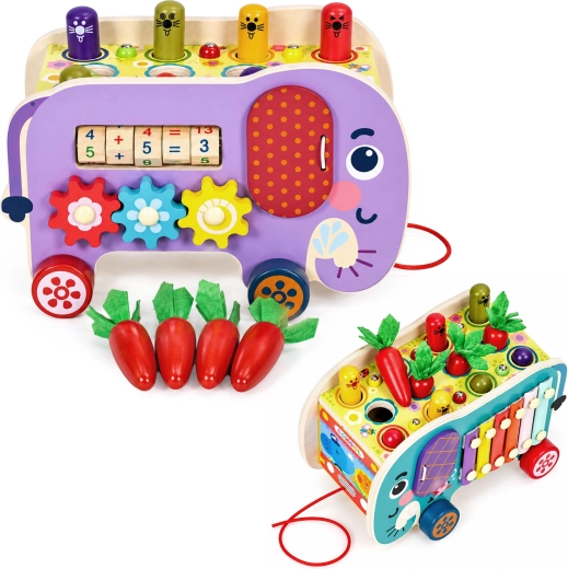 Dřevěné multifunkční tahací slůně ECOTOYS 8 v 1