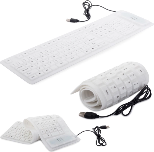Bílá silikonová flexibilní klávesnice USB