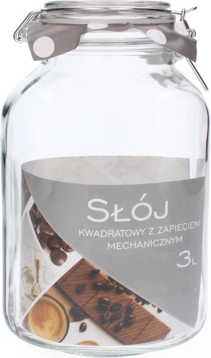 Čtvercová sklenice 3 l s mechanickým uzávěrem