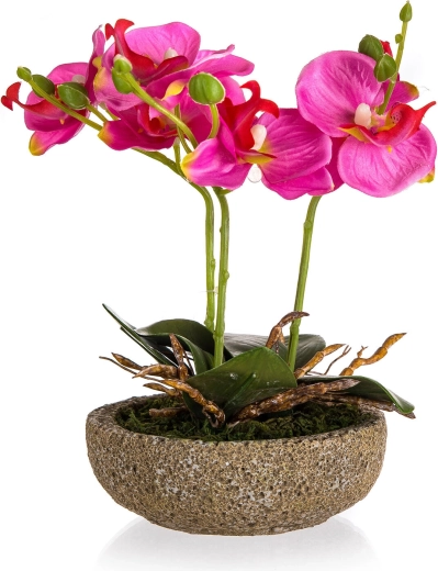 Umělá fuchsie v betonovém květináči 21,5 cm