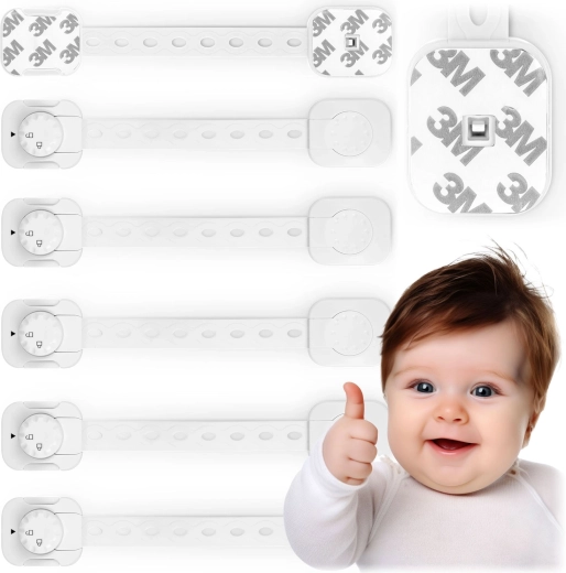 Dětské bezpečnostní zámky na skříňky RICOKIDS, 6 ks, bílé