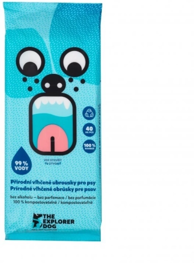 Explorer Dog bio odbouratelné vlhčené ubrousky pro psy 40 ks