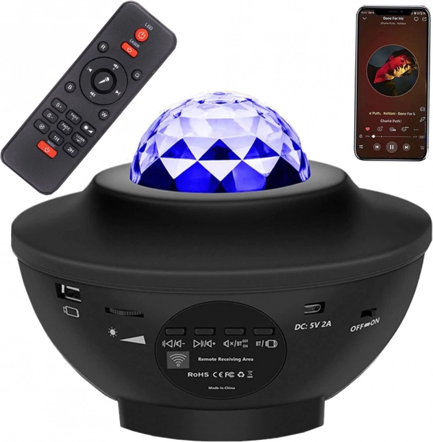 Hvězdný projektor noční oblohy s bluetooth reproduktorem a dálkovým ovládáním