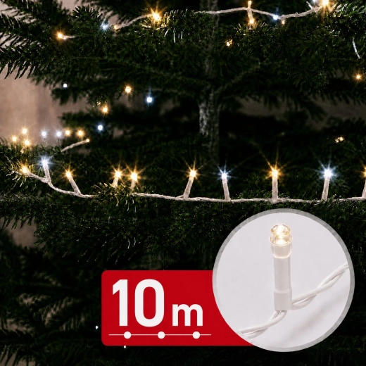 LED světelný řetěz s efektem rampouchů, 10 m, 500 LED, teplá a studená bílá