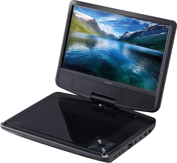 Přenosný DVD přehrávač 9" s otočným TFT LCD, černý