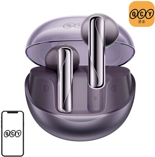 Bezdrátová sluchátka TWS QCY AilyBuds Clear T32 – Fialová