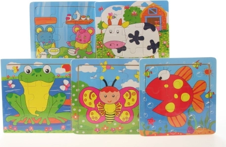 Dřevěné puzzle zvířátka na podložce