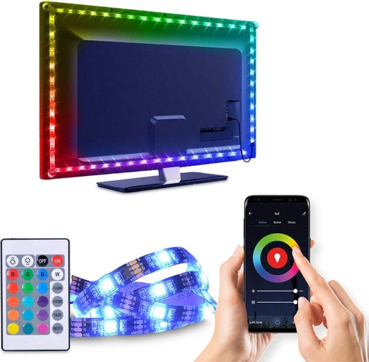 Solight chytrý LED Wi‑Fi RGB pásek pro podsvícení TV 4× 50 cm USB