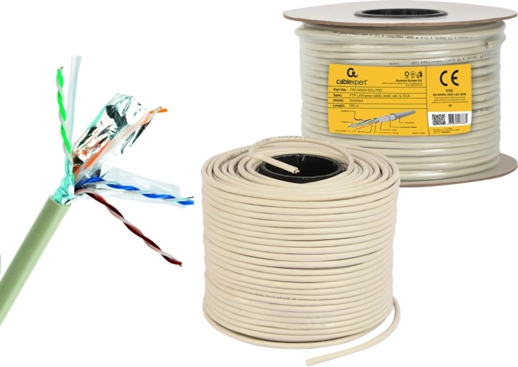 Síťový kabel FTP Cat 6 CCA 100 m šedý