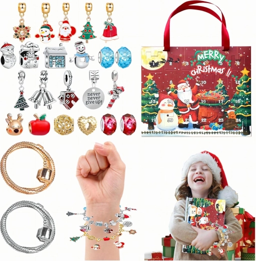 Adventní kalendář s náramkem a přívěsky pro DIY tvoření - 1 kus