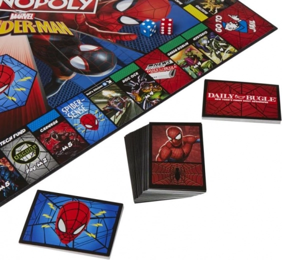 Barevný herní plán plný Spider‑Man akcí