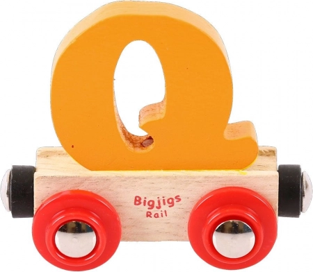Dřevěný vagónek Bigjigs Rail s písmenem Q