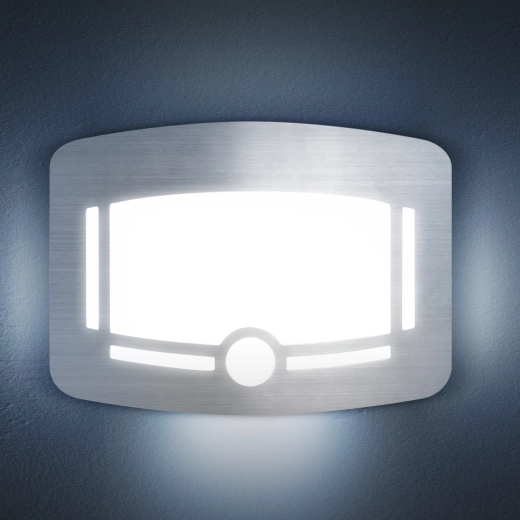 LED noční orientační světlo Phenom s pohybovým a světelným senzorem, stříbrné