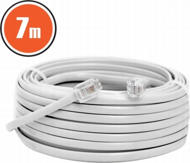 Telefonní kabel 6P4C, 7 m, bílý