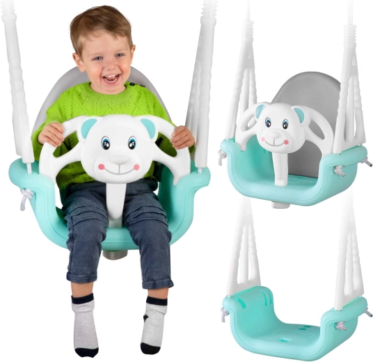 Ricokids Kbelíková houpačka Medvídek 3v1 tyrkysová