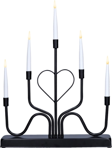 Solight LED kovový svícen 5ramenný černý 42 cm