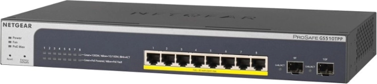 Přepínač NETGEAR GS510TPP 8×1Gb PoE+ s 2× SFP (190 W)
