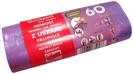 Pytle na odpad s uchy 60 l, 60 × 72 cm, vůně levandule