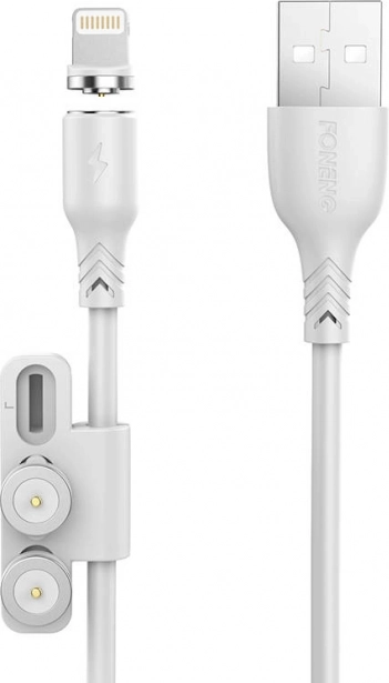 Magnetický nabíjecí kabel 3v1 FONENG X62, USB na USB‑C / Lightning / Micro USB, 1 m, bílý