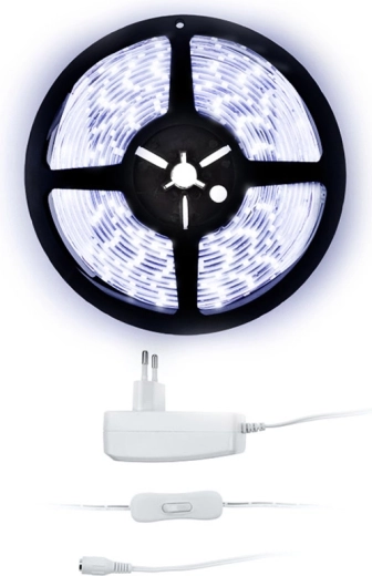 Solight LED pásek se studeným bílým světlem 5 m s adaptérem