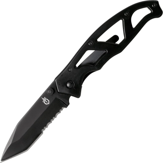 Gerber Paraframe I tanto černý částečně zoubkovaný kapesní nůž