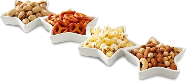 Porcelánový podlouhlý talíř na předkrmy se čtyřmi hvězdami 30 × 8,5 cm