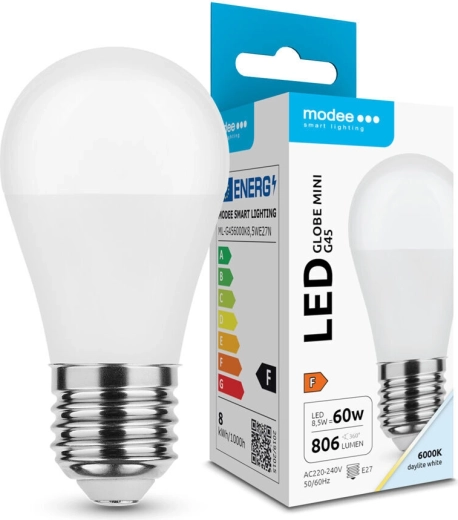 Modee LED žárovka Globe Mini G45 8,5 W E27 806 lm studená bílá