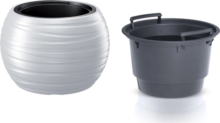 Květináč Maze kulatý s vložkou 39,6 cm bílý