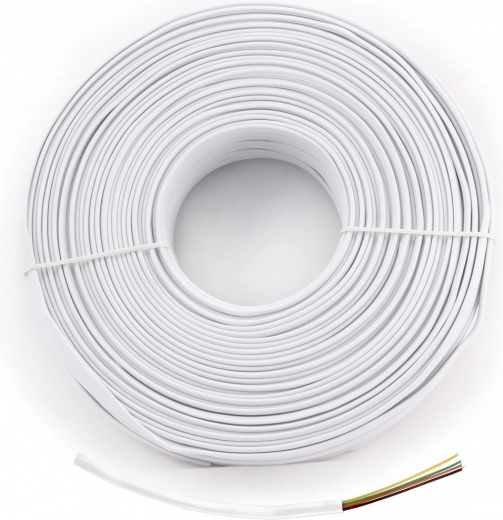 Bílý plochý telefonní kabel se 4 žilami, 100 m