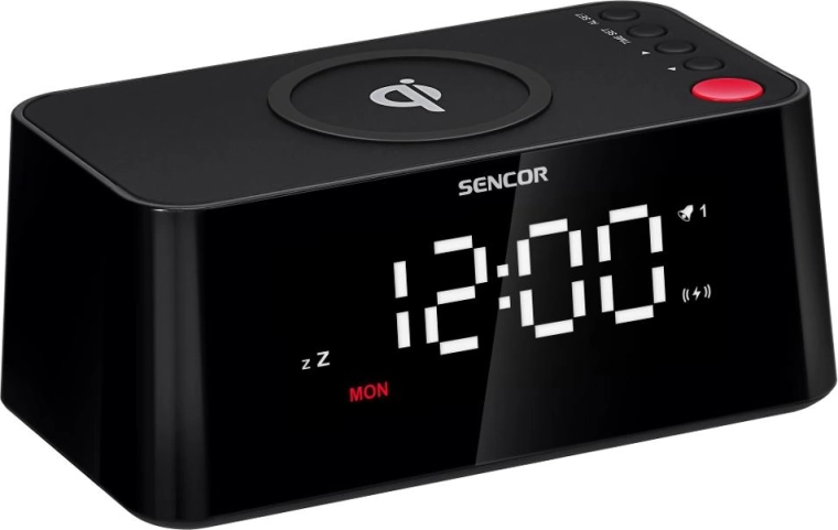 Sencor digitální budík s bezdrátovou Qi nabíječkou