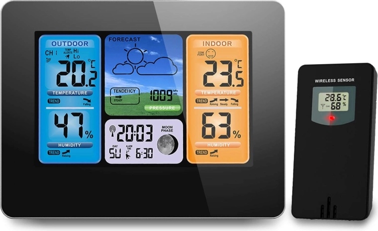 Měření uvnitř i venku s bezdrátovým senzorem