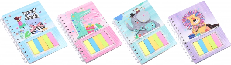 Poznámkový blok se zvířátky 12,1 × 18,5 cm, 60 listů + samolepky