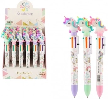 Vícebarevné pero s jednorožcem 6v1