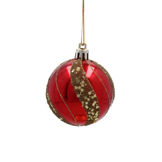 Elegantní červené koule s třpytivými detaily