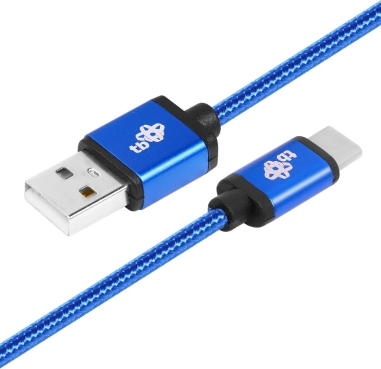 Modrý kabel USB–USB‑C 1,5 m s opletem