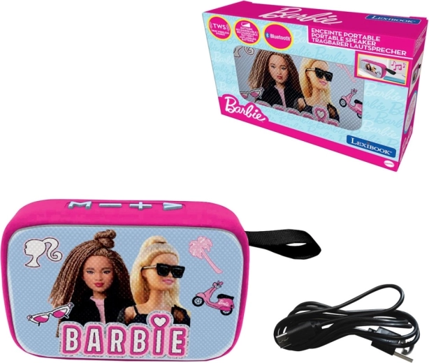 Přenosný Bluetooth reproduktor LEXIBOOK Barbie s látkovým povrchem