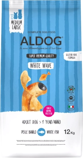 Aldog White Wave granule pro dospělé psy středních a velkých plemen s bílou rybou 12 kg