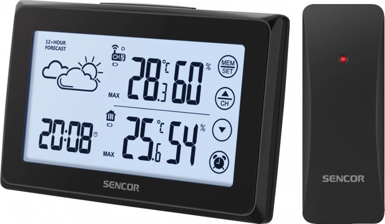 Digitální meteostanice s dotykovým displejem a čidlem