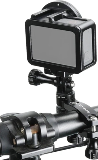 Puluz hliníkový držák na řídítka pro akční kameru s otočením 360° (černý) - 1 kus
