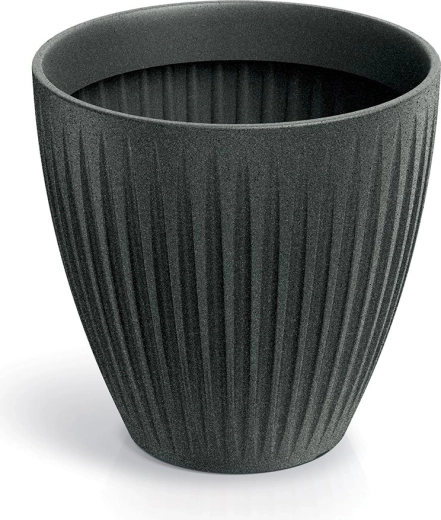 Květináč Latia Round Midl 40 cm – černý granit