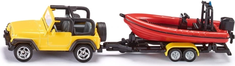 Siku Jeep Wrangler s lodí – model 1:87