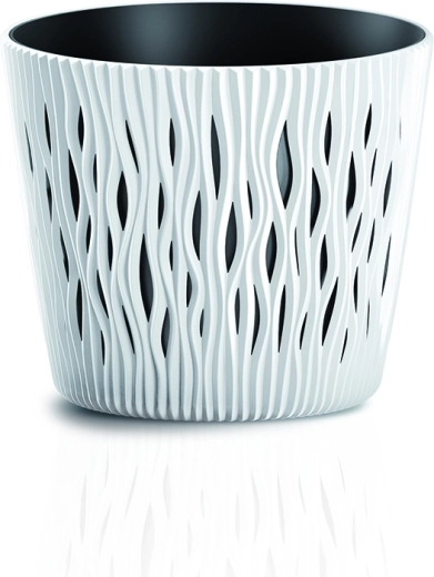 Květináč Sandy Round s vkladem 18,9 cm – bílý
